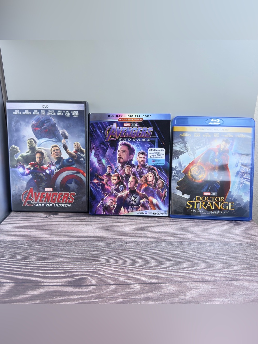 Avengers Age of Ultron DVD + Endgame Blu-ray + Doctor Strange Blu-ray Lot
